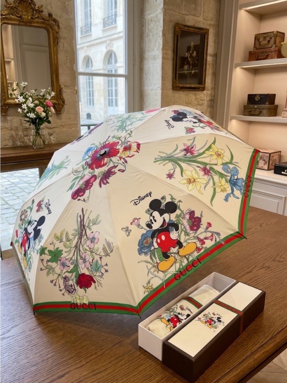 Gucci Disney Mickey Umbrella Floral New in box without tags Amazing RARE Limited
